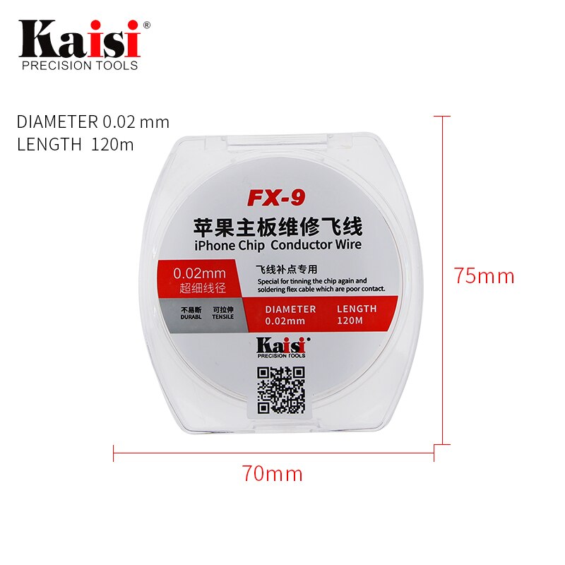 kasi 0.01mm 0.02mm * 120m Enameled Copper Wire Polyurethane Enameled Copper Line Soldering Solder For iPhone Chip conductor Wire: Kaisi FX-9 0.02MM