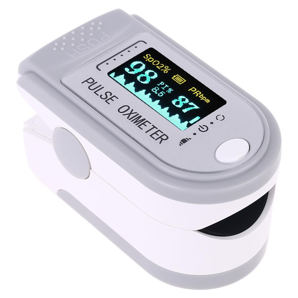 Finger oximeter fingertopp puls oximetrar blodtryck pulsmätare oljad: Grå oled
