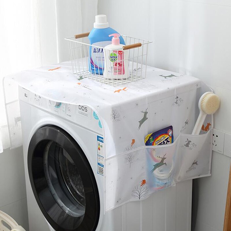 1 stk husstand køleskab køleskab støvdæksel håndklæde med lomme opbevaringsposer vaskemaskine vandtæt arrangør hængende poser