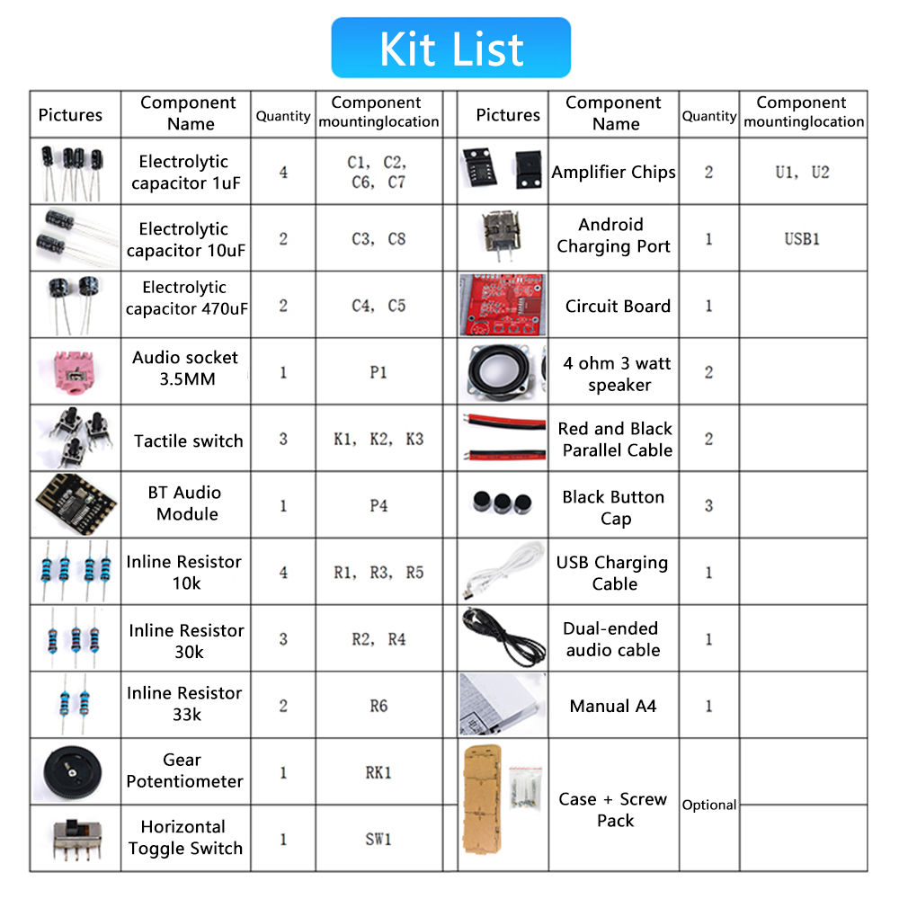 kit altoparlante Bluetooth fai-da-te Progetto di saldatura USB mini amplificatore Audio stereo domestico kit elettronici fai-da-te per la pratica di saldatura