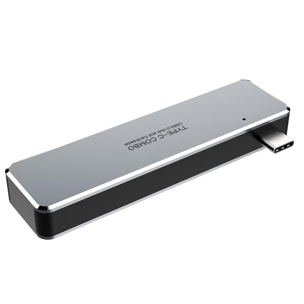 Hoge Snelheid 3 Usb 3.0 Poorten Usb C Adapter Multi Type-C Hub Met Tf Momory Card Slot Ondersteunen tf/Sd-kaart Binnen 256Gb