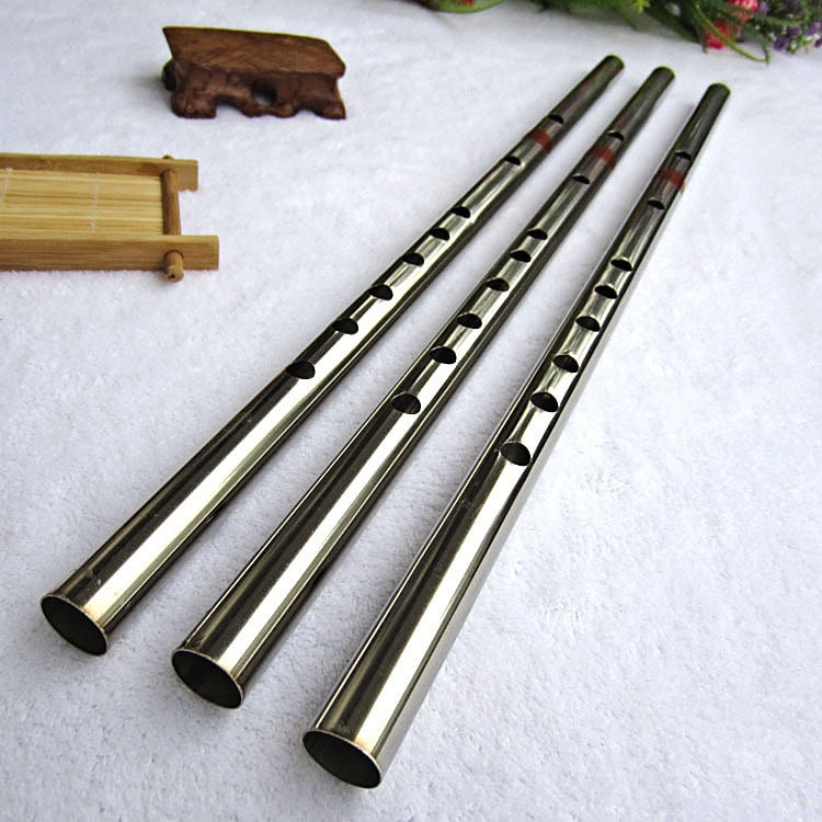 Flauta de acero inoxidable, instrumento Musical tradicional chino Dizi como Flauta de bambú en F Key, Flauta transversal para principiantes