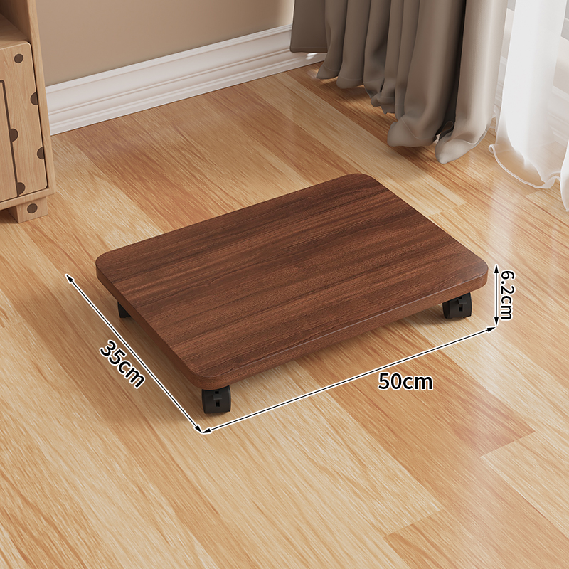 Mobile Storage Box Base with Casters Organizer Box Office Desk under Printer Universal Wheel Braet Kitchen Storage Ra: Walnut color-50*35*6.2cm