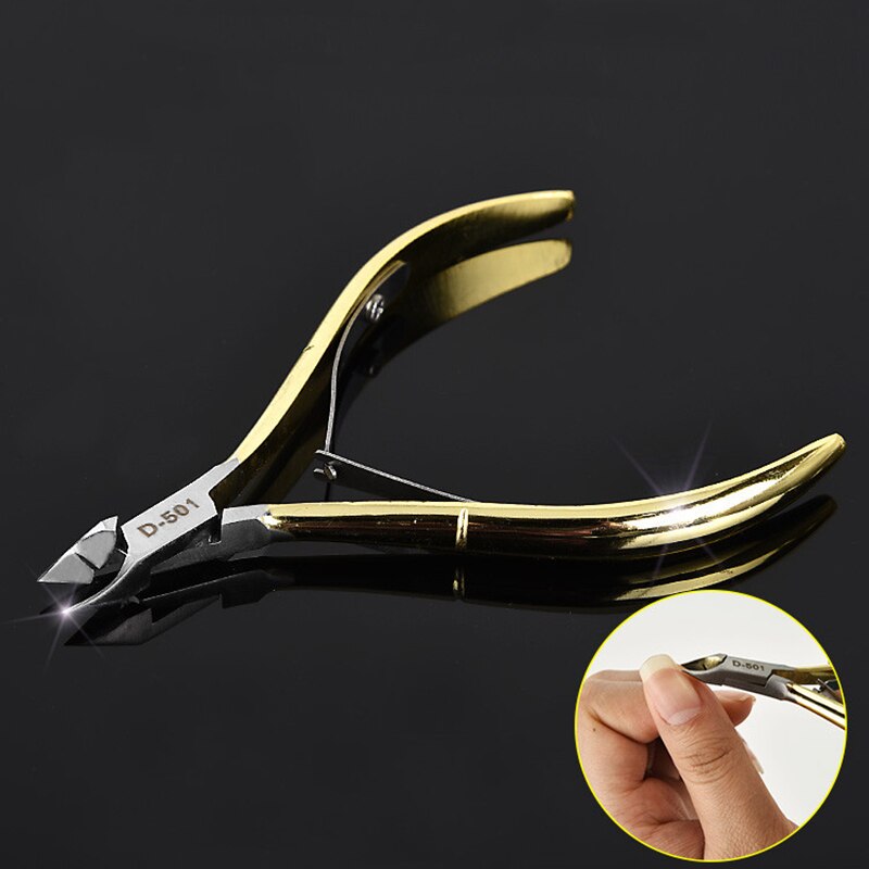 Rvs Cuticle Nipper Professionele Remover Schaar Vinger Care Manicure Nagelknipper Dode Huid Gereedschappen Goud Kleur