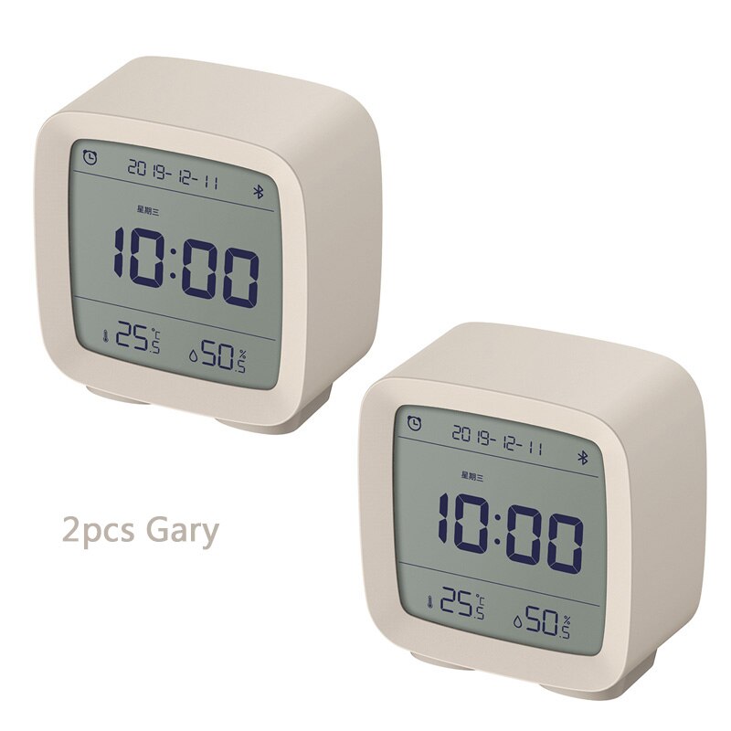 Reloj despertador Xiaomi Cleargrass con Bluetooth, pantalla LCD de temperatura y humedad, luz nocturna ajustable con aplicación Mijia Smart Home: 2 pcs Gray