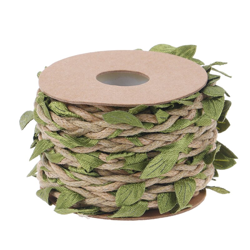 5M DIY Simulation Green Leaves Weaving Wax Rope Hemp Rope Wedding Birthday Wedding Decoration Rattan Bouquet Packaging Rope: C