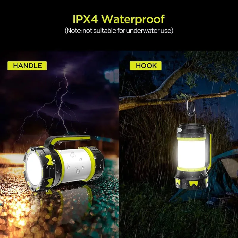 Kamplamp LED-kampeerlamp USB oplaadbare zaklamp Dimbare spotlight Werklamp Waterdicht zoeklicht Noodlantaarn
