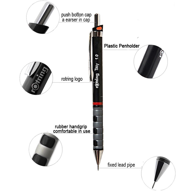 Rotring Tikky Automatische Mechanische Bleistift 0.35/0.5/0.7/1,0mm Kunststoff Stift Halfter