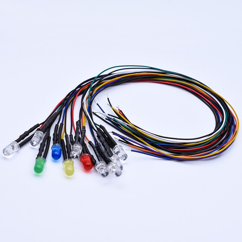 50 Stks/zak Czinelight 5Mm Prewire Led 20Cm 5V Rood Geel Blauw Groen Wit