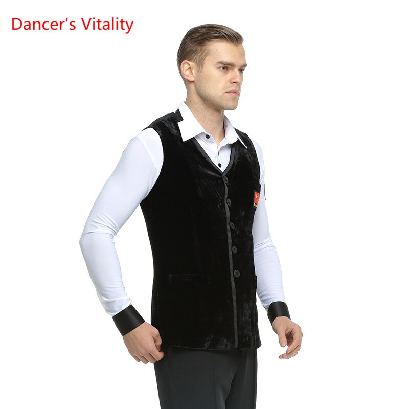 Adulte homme vêtements de danse de salon gilets valse/Tango/salle de bal/Latin haut de danse pour homme Performance de scène/vêtements de compétition