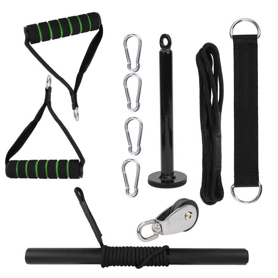 11Pcs Krachttraining Apparatuur Pull Touw Weerstand Bands Katrol Systeem Triceps Training Apparatuur Home Gym Workout Apparatuur