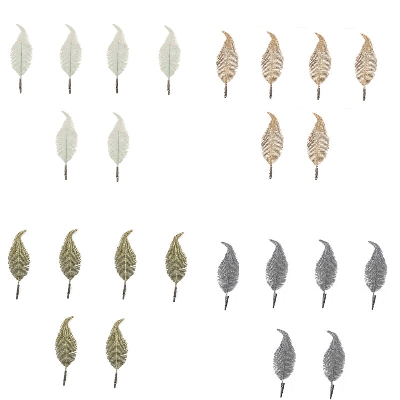 6 stücke funkeln Feder Clip Baum Blatt Schellen Weihnachten Baum Blätter Ornament Dekor 2022 Neue