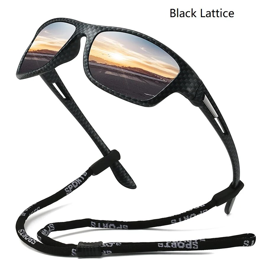 Gafas de sol polarizadas con patrón de camuflaje para hombre y mujer, lentes de sol deportivas con cadena, para ciclismo, escalada, esquí, UV400: Azul marino