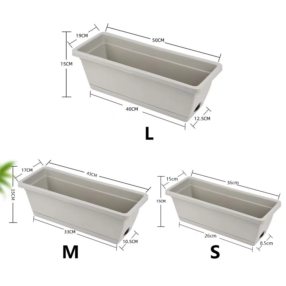 Rectangular Flower Pots with Tray Extra Large Planting Trough Family Balcony Planting Vegetables Planting Groove Plant Pot