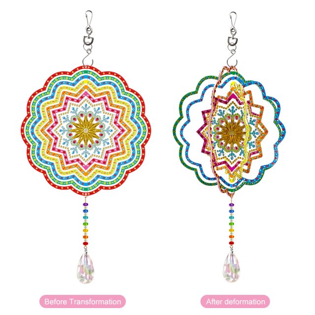 Exquisite Rotatable Wind Chime Kit 5D Diamond Painted Shaped Diamond Embroidery Pendant DIY Craft Mosaic Home Decor: GSP204
