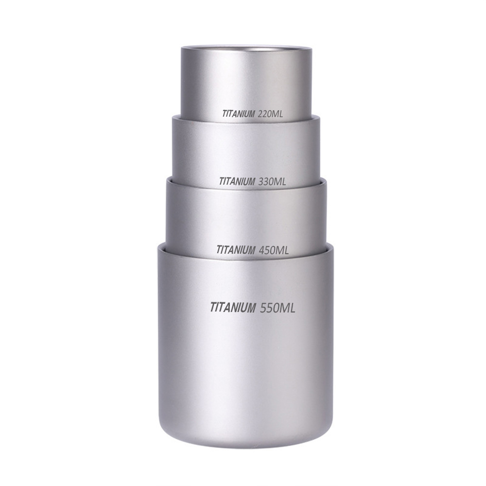 220ml/330ml/450ml/550ml Double Wall Titanium Water Cup Coffee Tea Mug for Home Office Outdoor Camping Hiking Backpacking Picnic