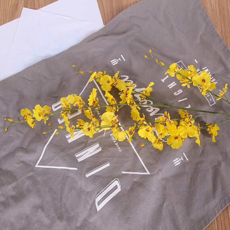 Håndlavet smukt bryllup kunstig blomst gul oncidium til bryllupsfest stue boligindretning 95cm 1pc