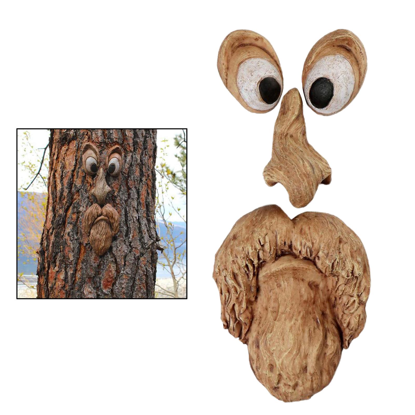 Old Man Tree Hugger Garden Peeker Outdoor Funny Tree Face Sculpture Decor