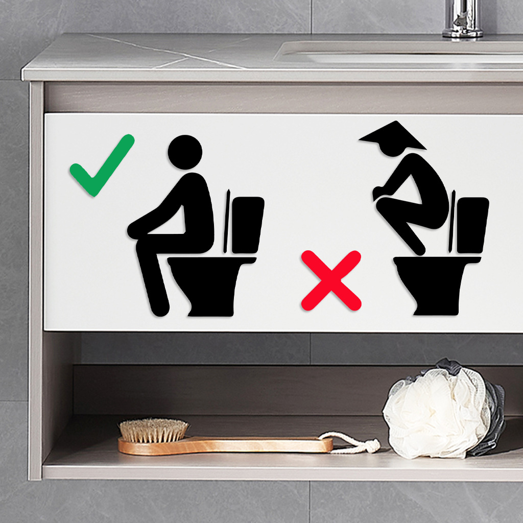 Sitta och kissa toalettklistermärke vattentät vinyltapet heminredning för bar badrum toalettklistermärken väggkonst dekal