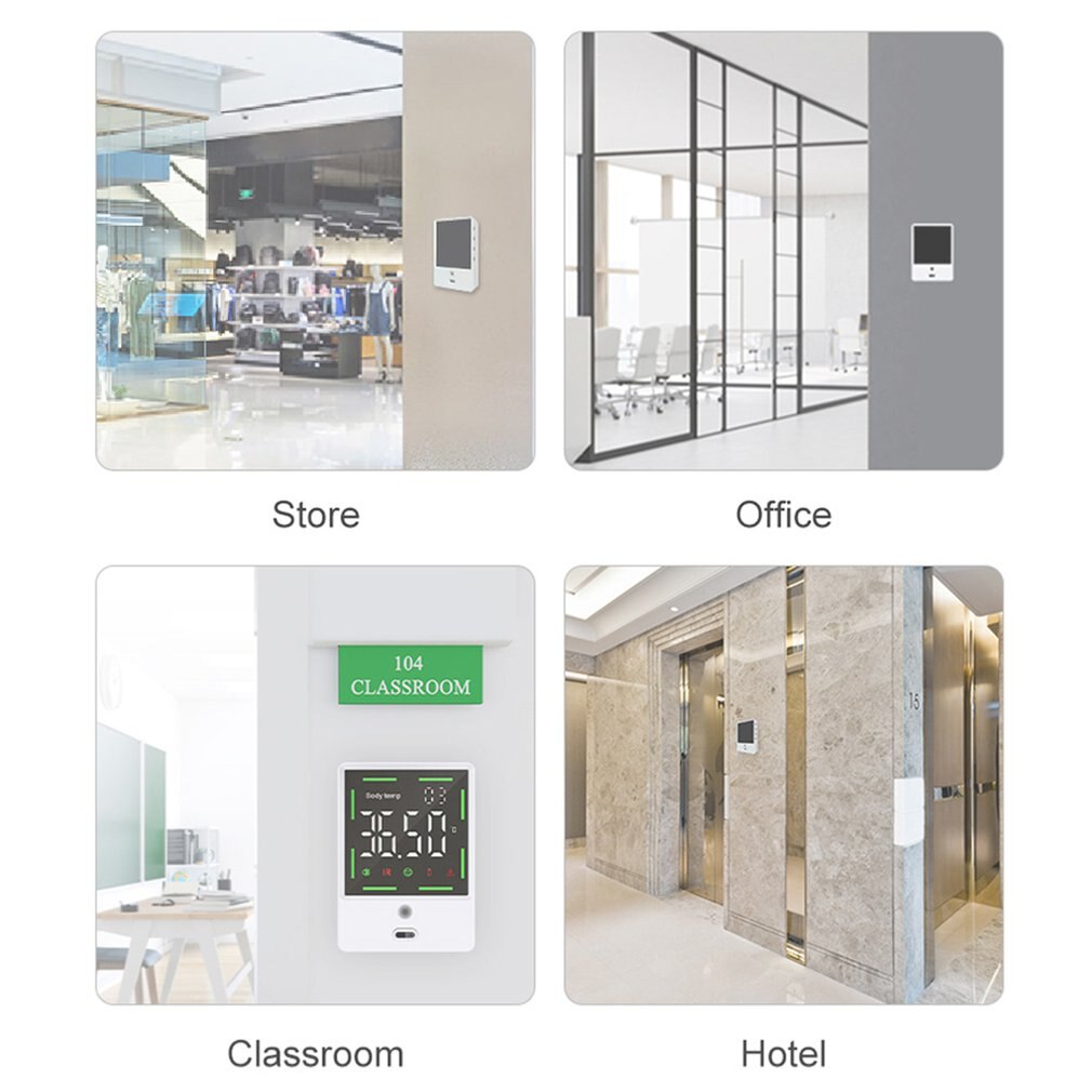 Wall Mounted Forehead Infrared Thermometer Digital Contactless LCD Automatic Induction Thermometer Body Temperature Measurement