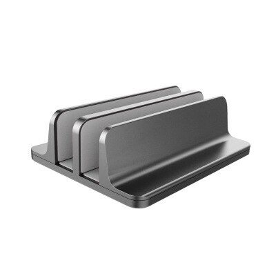 Vertical Laptop Tablet Stand for Macbook Air Pro 13 15 Desktop Aluminum Double Desktop Stand with Adjustable Dock for Chromebook: Gray