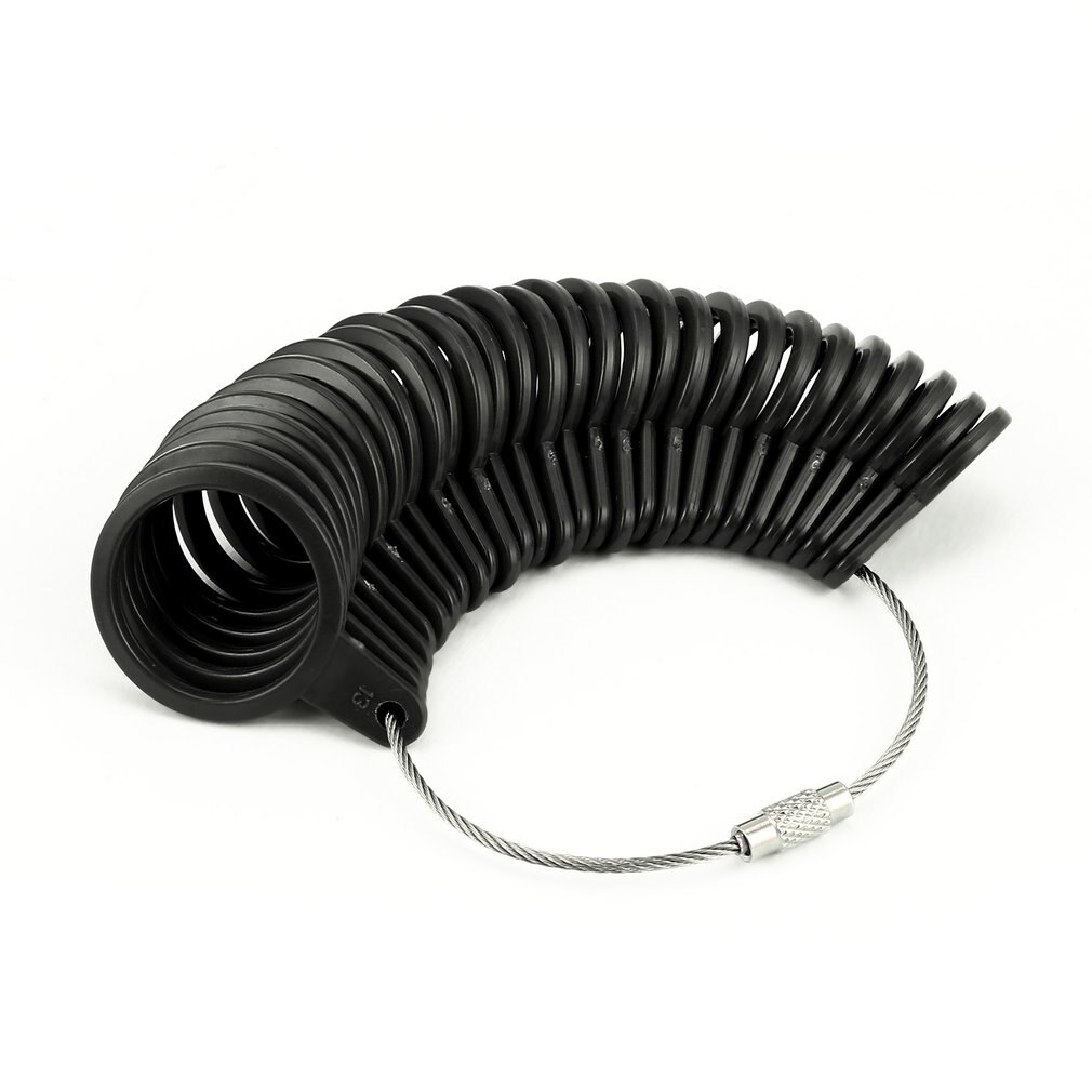 básico de joyería, herramienta de medición adecuada para joyería de talla estadounidense de 0 a 13, herramienta de joyería de lazo, anillo medidor de tamaño de anillo: black