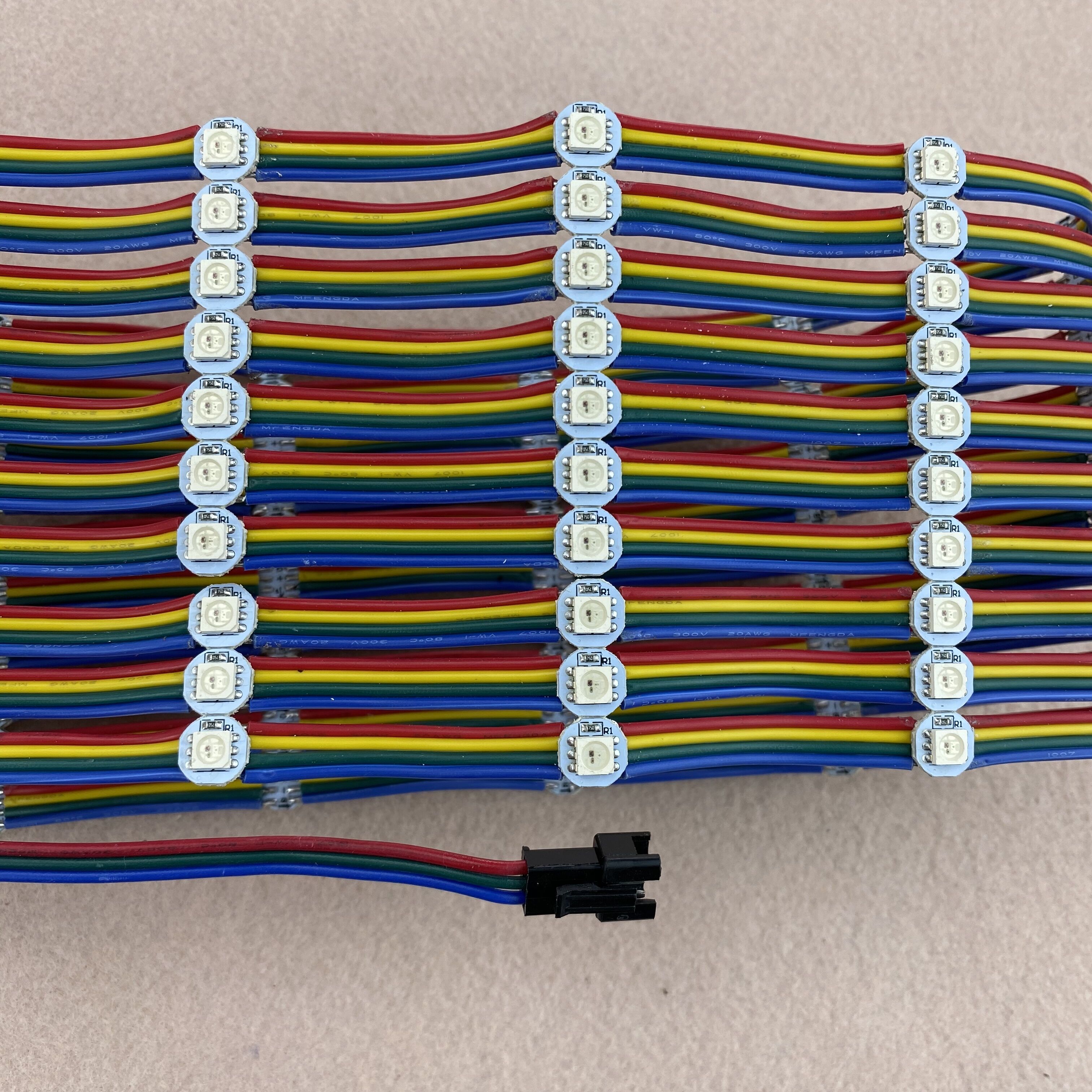 100pcs/string WS2813-RGB full color addressable LED pixel light;DC5V input;5cm/10cm/15cm wire spacing;with color wire;IP20