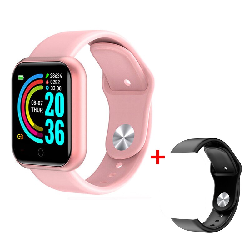 D20Profi Bluetooth Clever Uhr Y68 Fitness Tracker Armbinde Schrittzähler Wasserdicht Armbinde Herz Bewertung Blutdruck SmartBand: Rosa Schwarz
