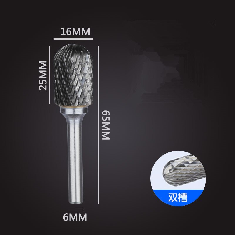 1pc solid carbide tungsten steel milling cutter,6mm shank C type Metal electric grinding head,Polishing tool: CX616