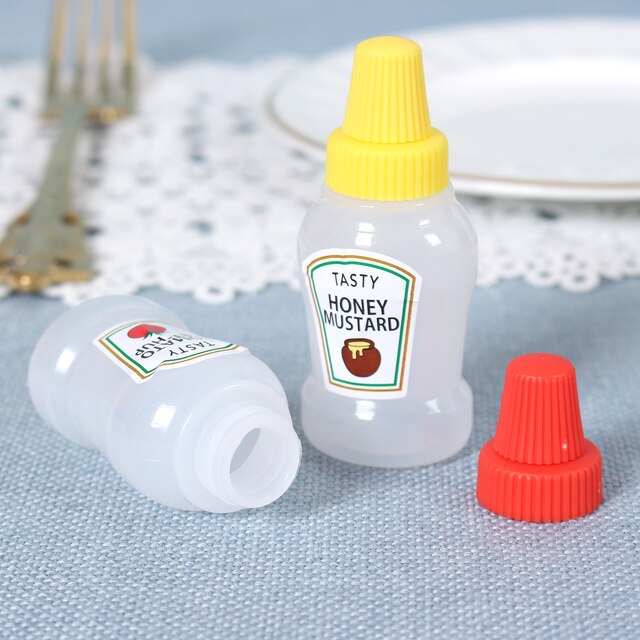 1/2 stk 25ml mini tomat ketchup flaske honning sennep bærbar liten saus beholder salat dressing beholder pantry beholdere: 1pc gule