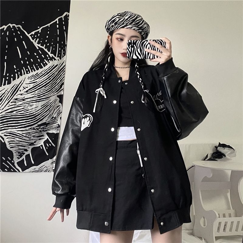 Chaqueta nueva de estilo coreano para hombre y mujer, uniforme de béisbol holgado de longitud media, Harajuku, estilo hiphop, punk, para Bordado de letras, primavera y otoño,