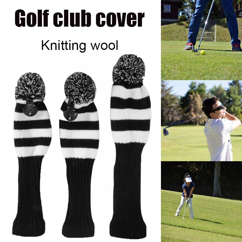 Fairway Metaal Hout Rood/Zwarte Golf Headcover Knit Pom Head Cover Set Duurzaam Slijtvast ALS88