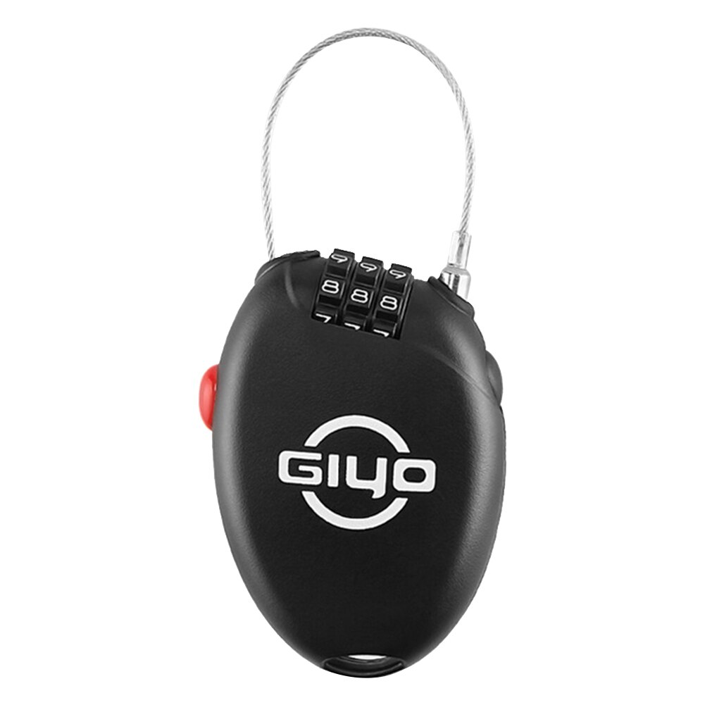 3 Digit Combination Lock with 2 Feet Retractable Steel Wire Bike Cable Lock: Default Title