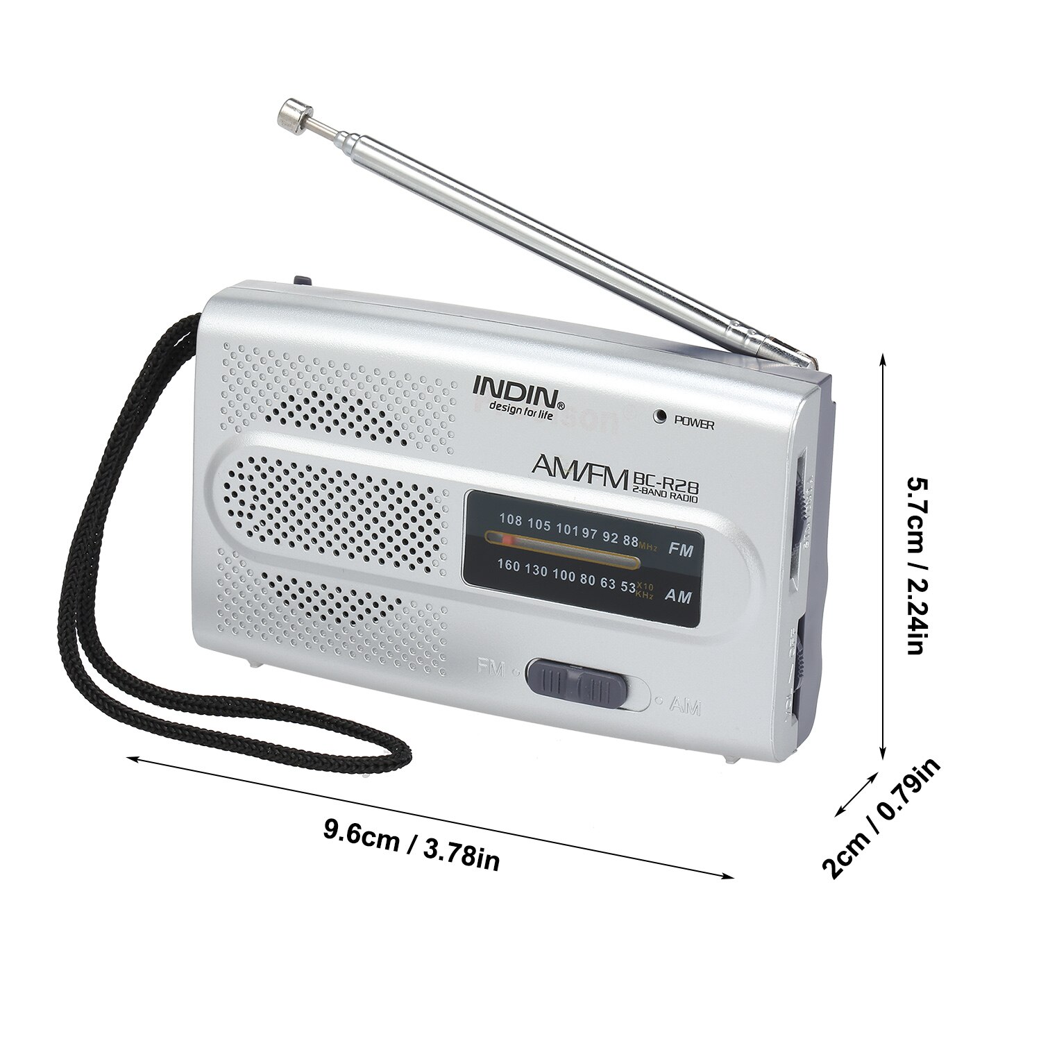 Indin Mini Draagbare Fm/Am Radio Handheld Digitale Fm Music Player Speaker BC-R28 Voor Huis Outdoor