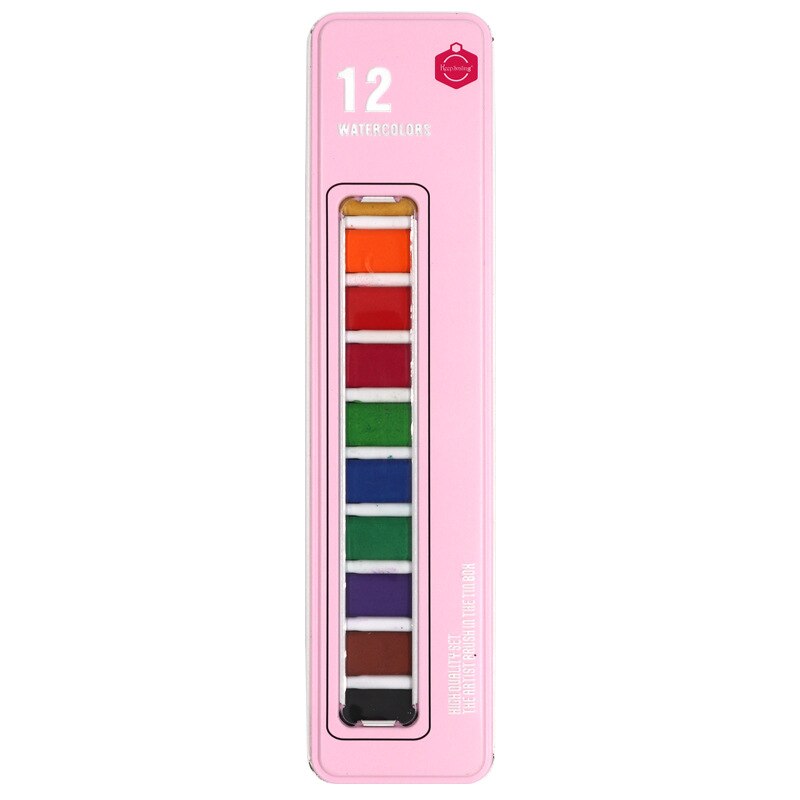 Kemila 12/18/24/36/Kleur Solide Aquarel Set Basic Neone Glitter Aquarel Verf Voor Tekenen art Verf Levert: 12 colors Pink