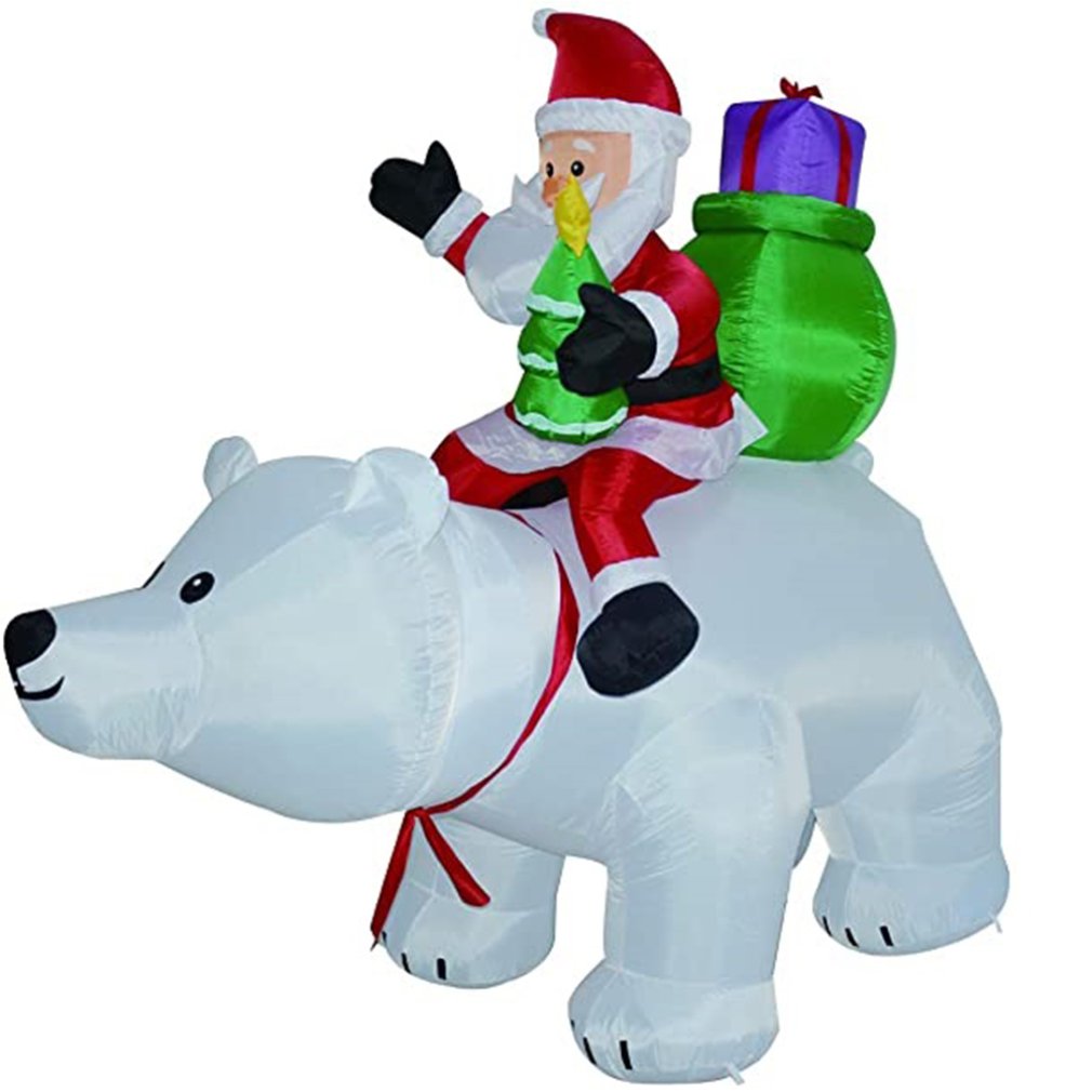Christmas Self-inflatable Santa Claus model Riding a Large bear LED lighting indoor and outdoor decoration: US