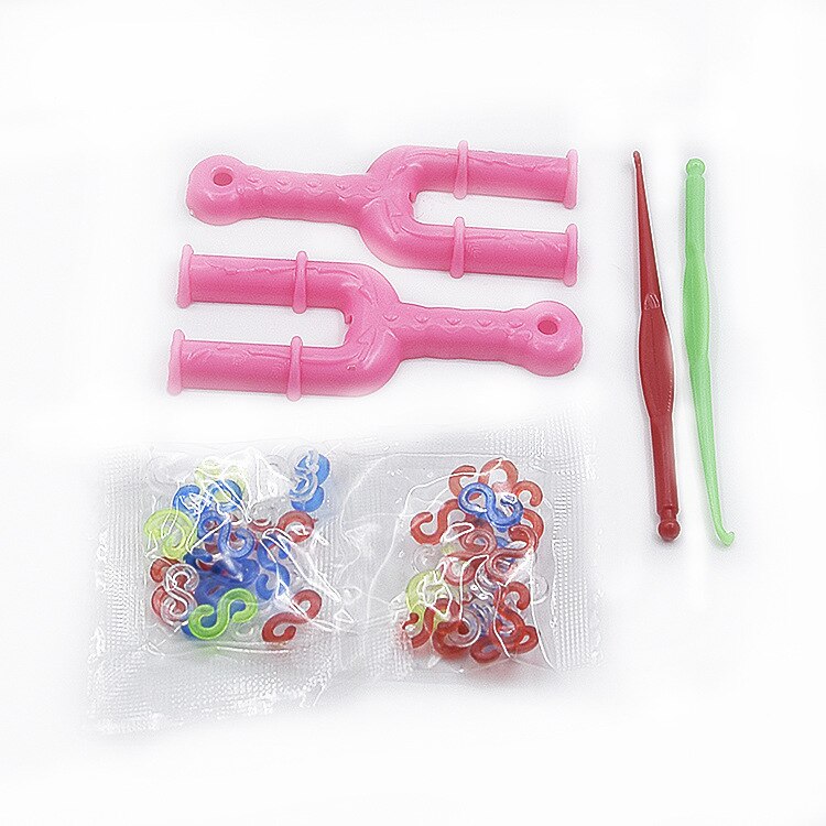 Vävband gummiband armband för barn eller hår färgglada gummi vävstol band gör vävda armband diy leksaker jul
