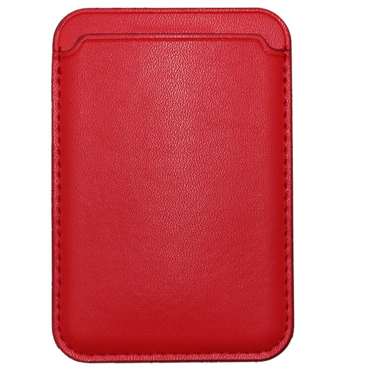 Card Bag Leather Magnetic Card Holder For iPhone 12 Back Wallet Case Card Pocket Holder for iPhone 12 Pro Max Mini Case: Red