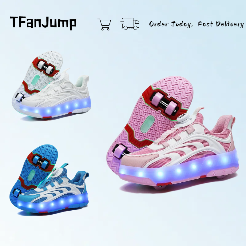 Latest 4 Wheel Roller Skates Sports Parkour Teens Roller Skates Walk Kids Deformation Roller Skates Shoes Children Unisex