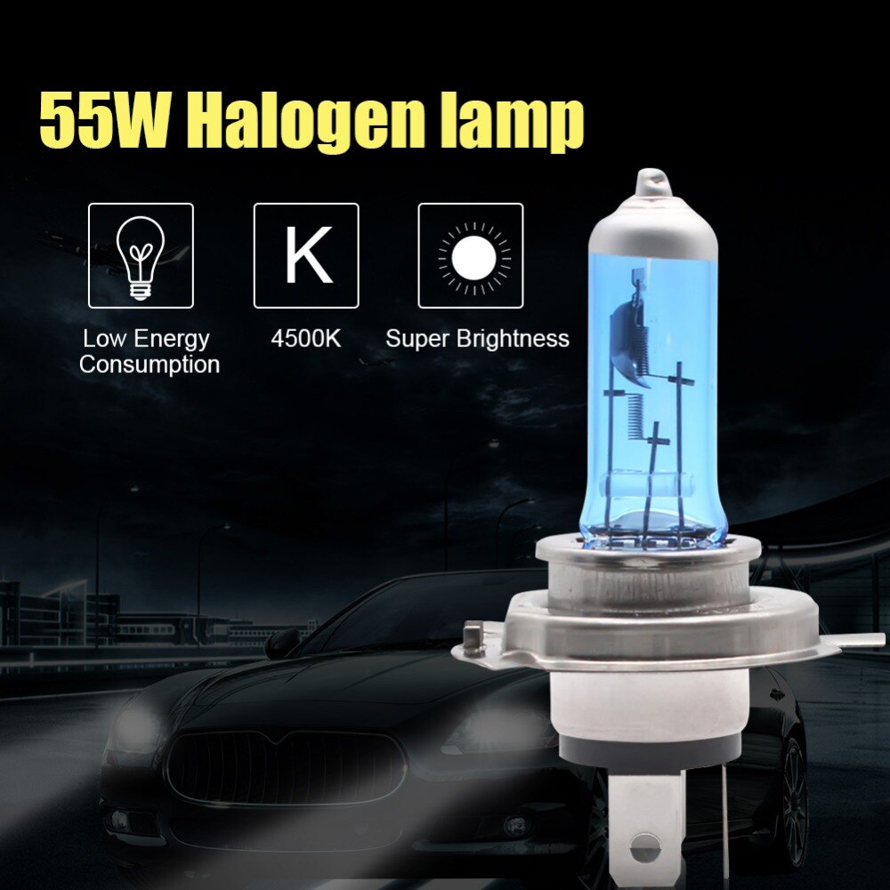 Safego 2x h4 h7 halogen xenon pære  h11 9005 hb3 hei/lo 60w/55w frontlys xenon til bil 4300k-5000k lys varm hvit tåke lampe 12v