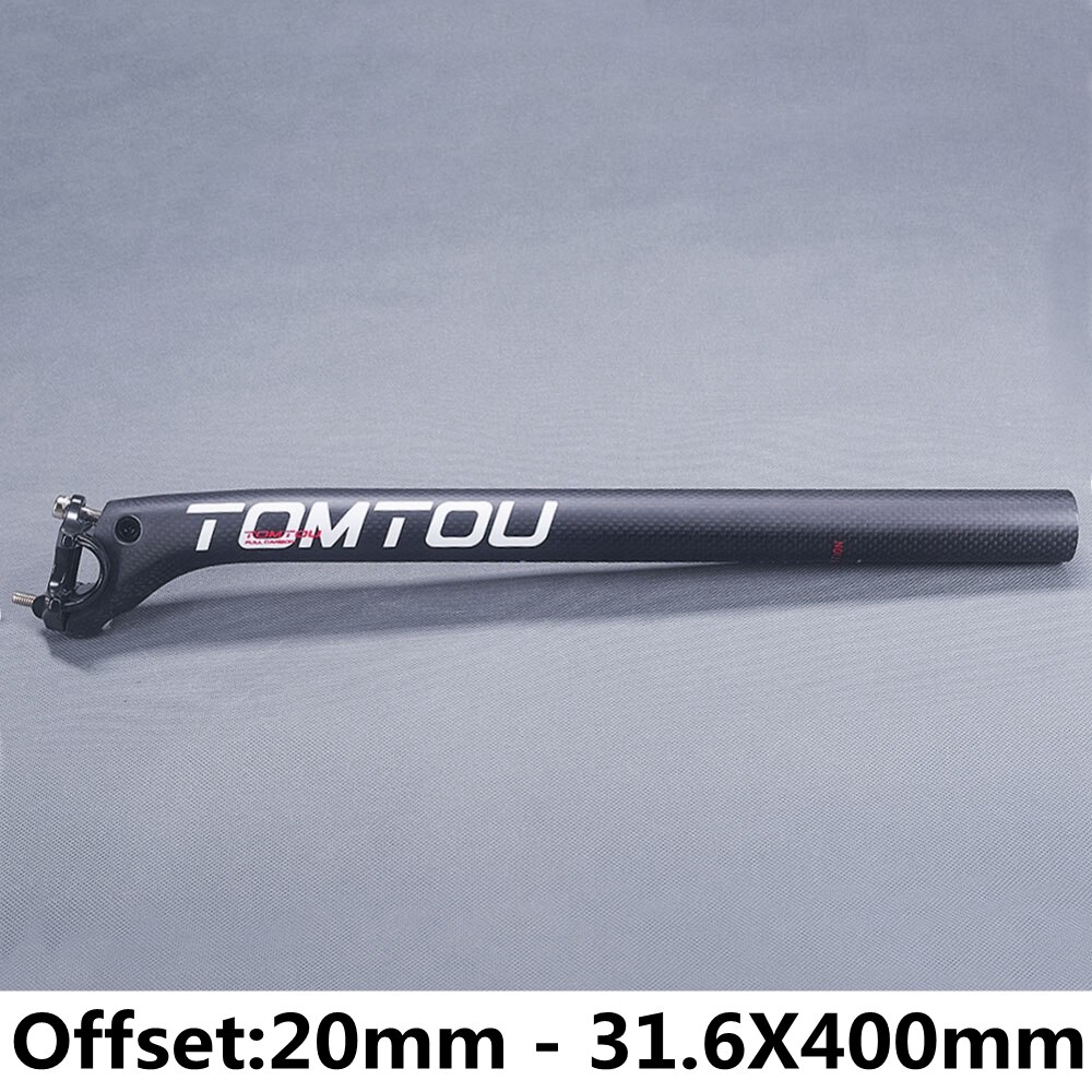 Tomtou carbonvezel fietszadelpen fietsonderdelen 3k mat wit offset 0mm 5mm 20mm diameter 27.2mm 30.8mm 31.6mm: 20mm 31.6 x 400mm