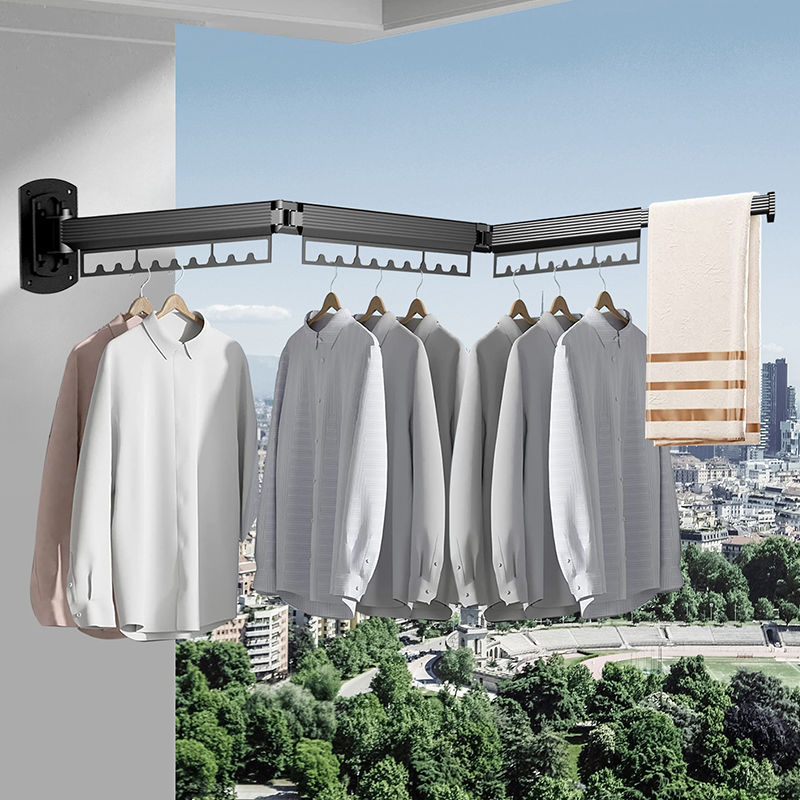 Tendedero de ropa de montaje en pared, armario retráctil plegable de alta resistencia, colgador de ropa, tendedero extensible plegable giratorio