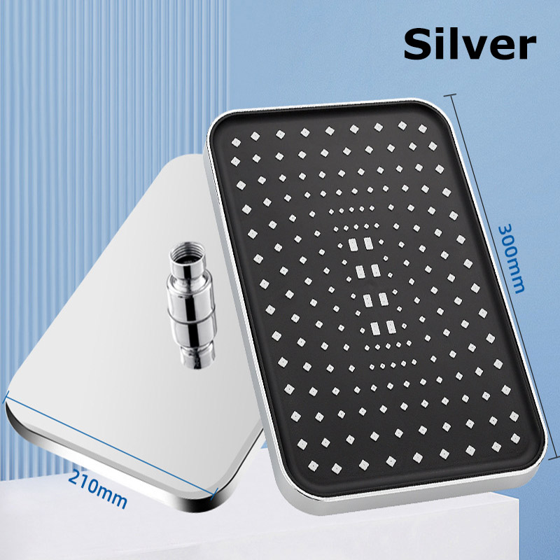 ABS High Pressure Rainfall Shower Head Bathroom 360° Adjustable Angle Anti-Clog Silicone Nozzle Water Saving Bathroom Accessorie: WHITE