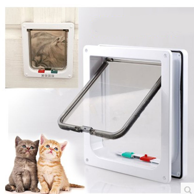 Pet Dog Door Lockable Household Doghole Automatic Safe Entry Frame Screen Dog Cat Gate Door Puppy Animal Hole
