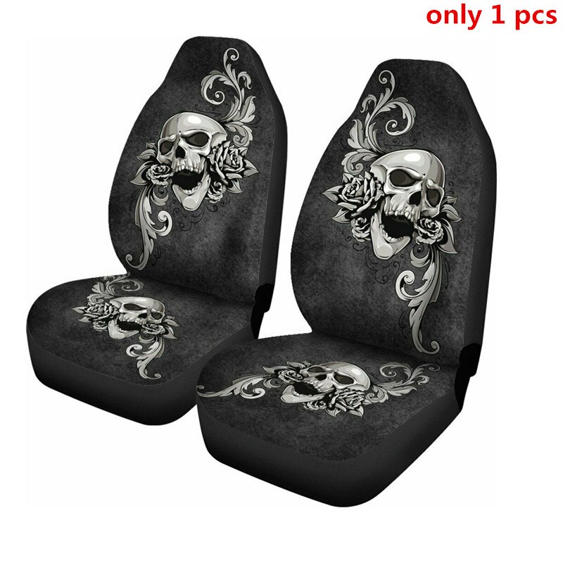 2 uds. Funda para asiento de coche con estampado de calavera en 3D, funda protectora Universal para asiento delantero de coche, accesorios para coche, funda completa para la mayoría de coches
