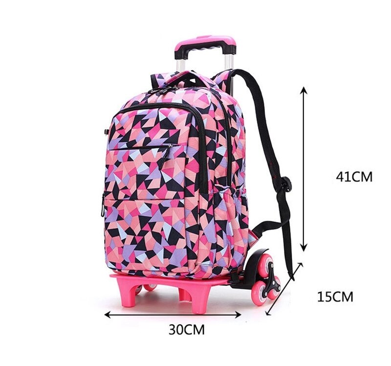 Sac à dos d'enfants sur des sacs d'école de roues avec 2/6 roues sacs d'école détachables de chariot pour le sac imperméable de livre d'enfants de garçons de filles
