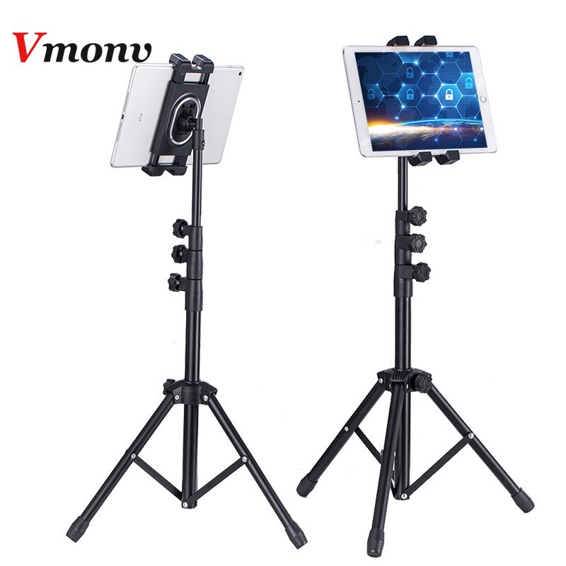 Vmonv Newest Tripod Floor Adjustable Soft Hose Tablet Stand for Ipad Air Pro 5-11.5 Inch Tablet Phone Holder for iPhone Samsung