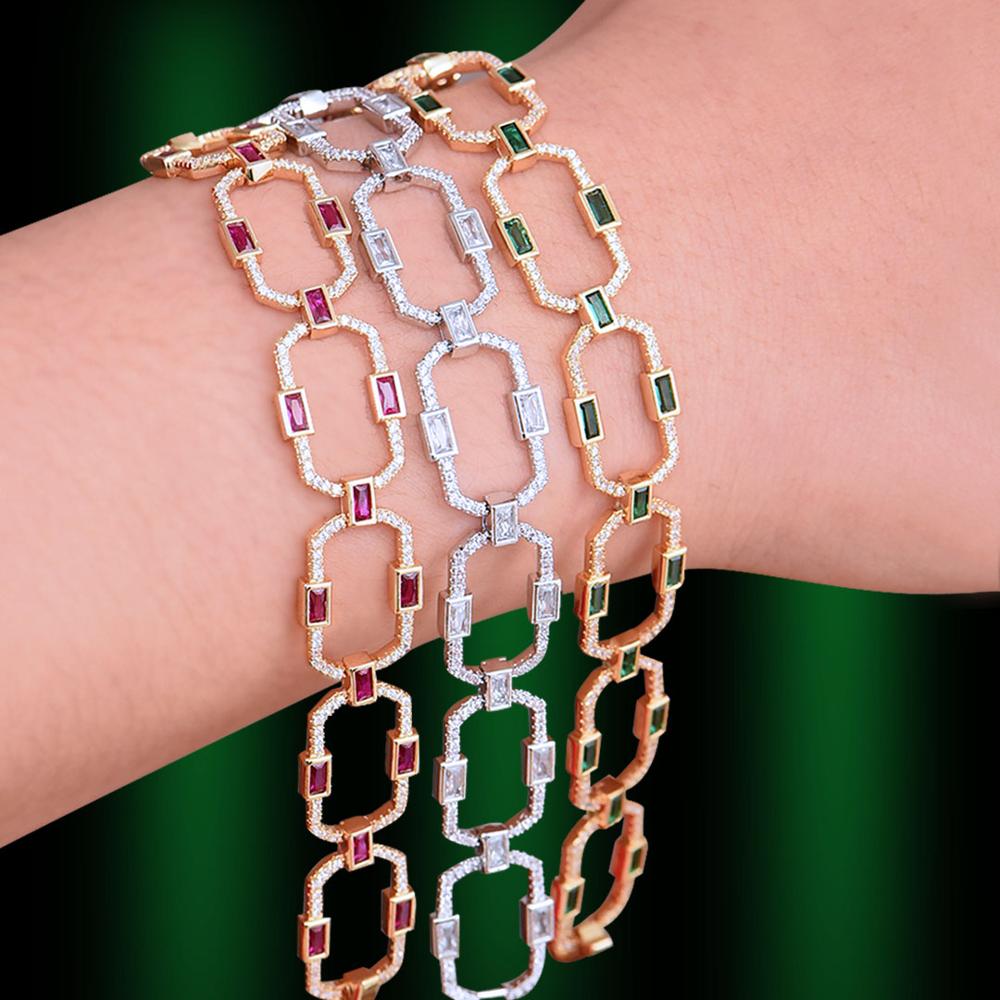 Godki Luxe Vierkante Link Chain Armbanden Bangles Cubic Zirkoon Cz Vintage Bohemian Manchet Armbanden Voor Vrouwen Femme Mode-sieraden
