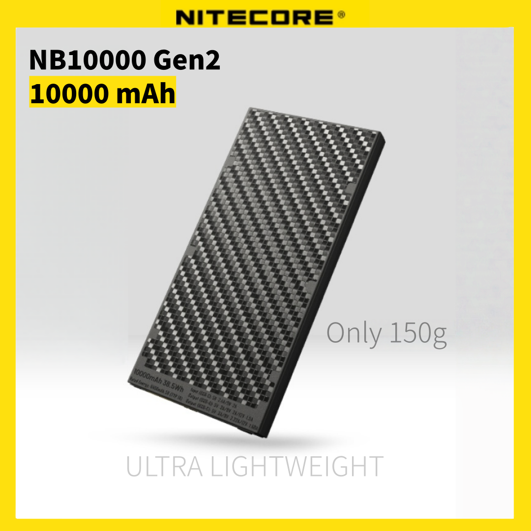 NITECORE NB10000 GEN2 Power Bank 10000mAh cargador portátil de carga rápida ultraligero para iPhone HUAWEI batería de litio