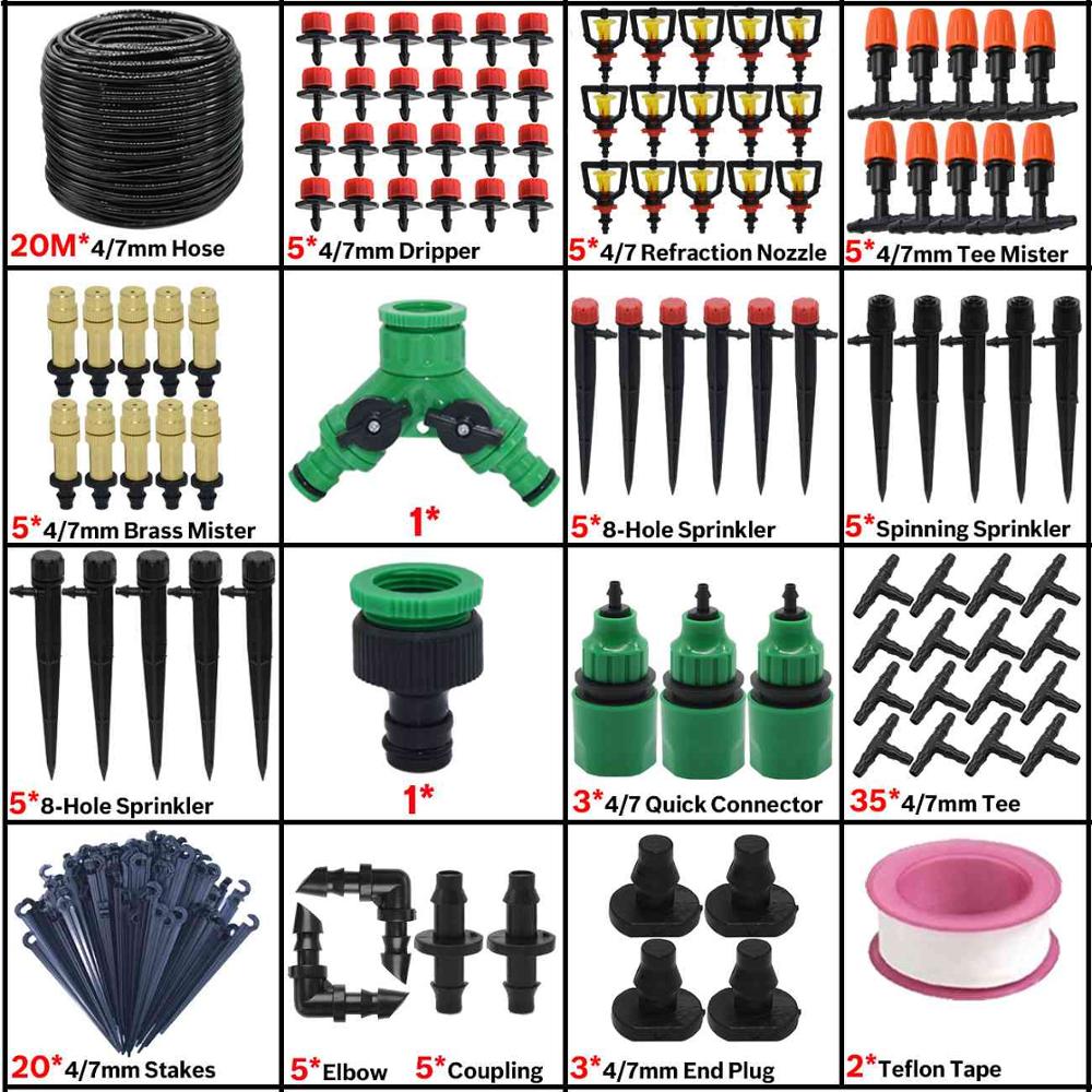 5-50M Garden Automatic Watering System Timer Control Drip Irrigation Water Dripper Mist Nozzle Sprinkler Watering Kit Greenhouse: KSL01-KIT115-20M-A